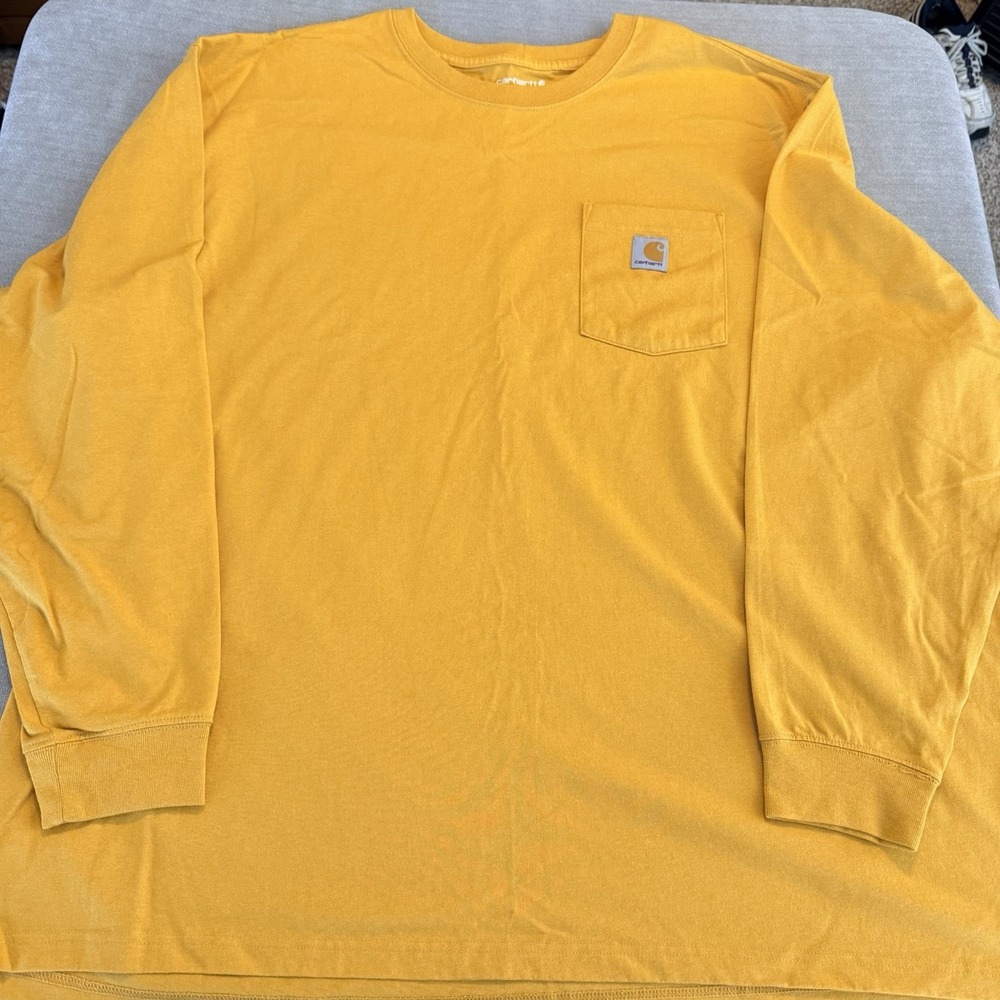 Carhartt 3XL Loose Fit Long Sleeve Pocket T Shirt Gold Yellow Workwear